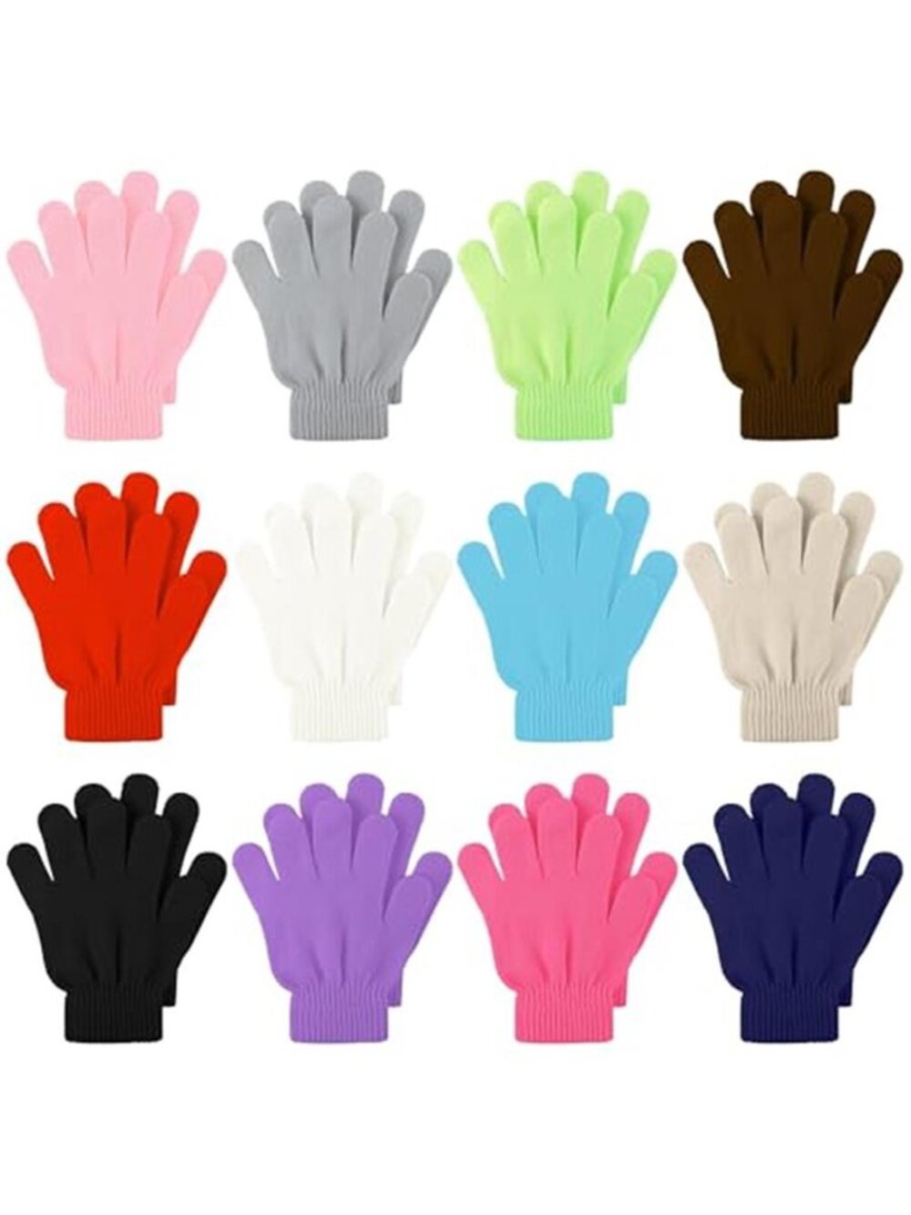 12 Pairs Kid's Winter Magic Gloves Children Stretchy Warm 6 To 12